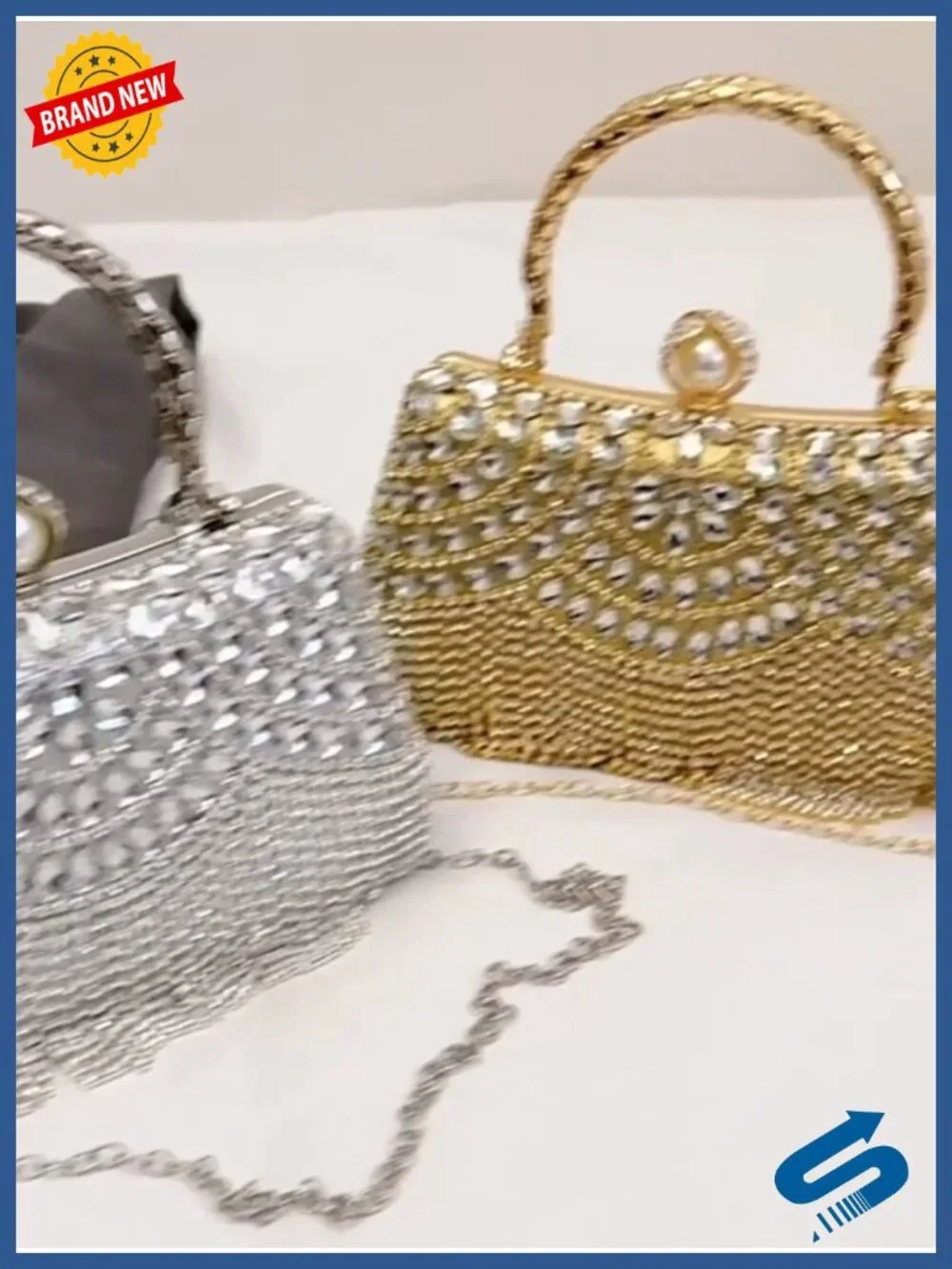 Rhinestone Fringe Clutch Purse for Women Evening Bag Sparkly Handbag Party